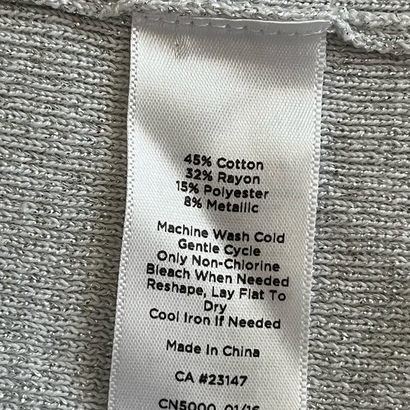 Talbots Sleeveless Silver Metallic Knit Sweater Sz X - Picture 3 of 7